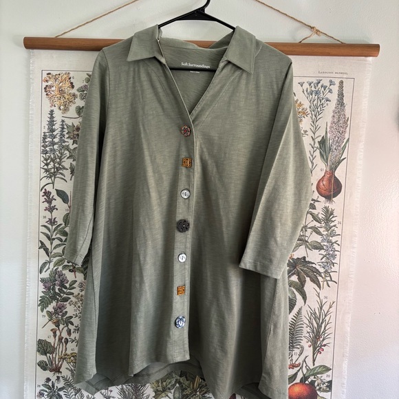 Soft Surroundings Tops - Soft Surroundings Sage Button Down Shirt Medium NWOT